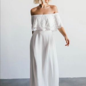 Baltic born GLORIA WHITE LACE CHIFFON GOWN